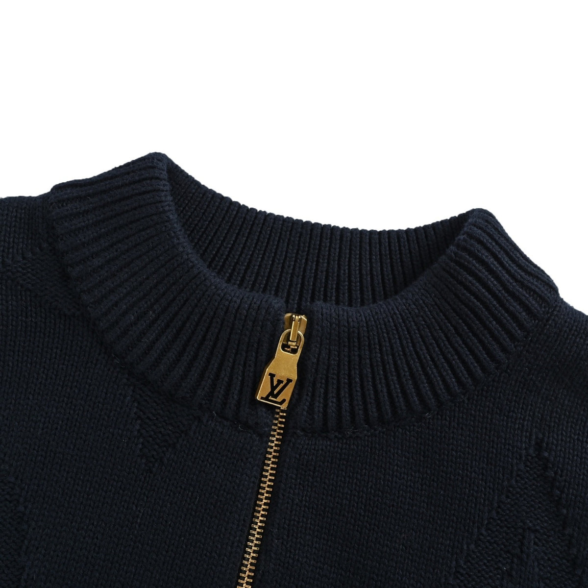 Louis Vuitton dark pattern old flower jacquard half-zip sweater