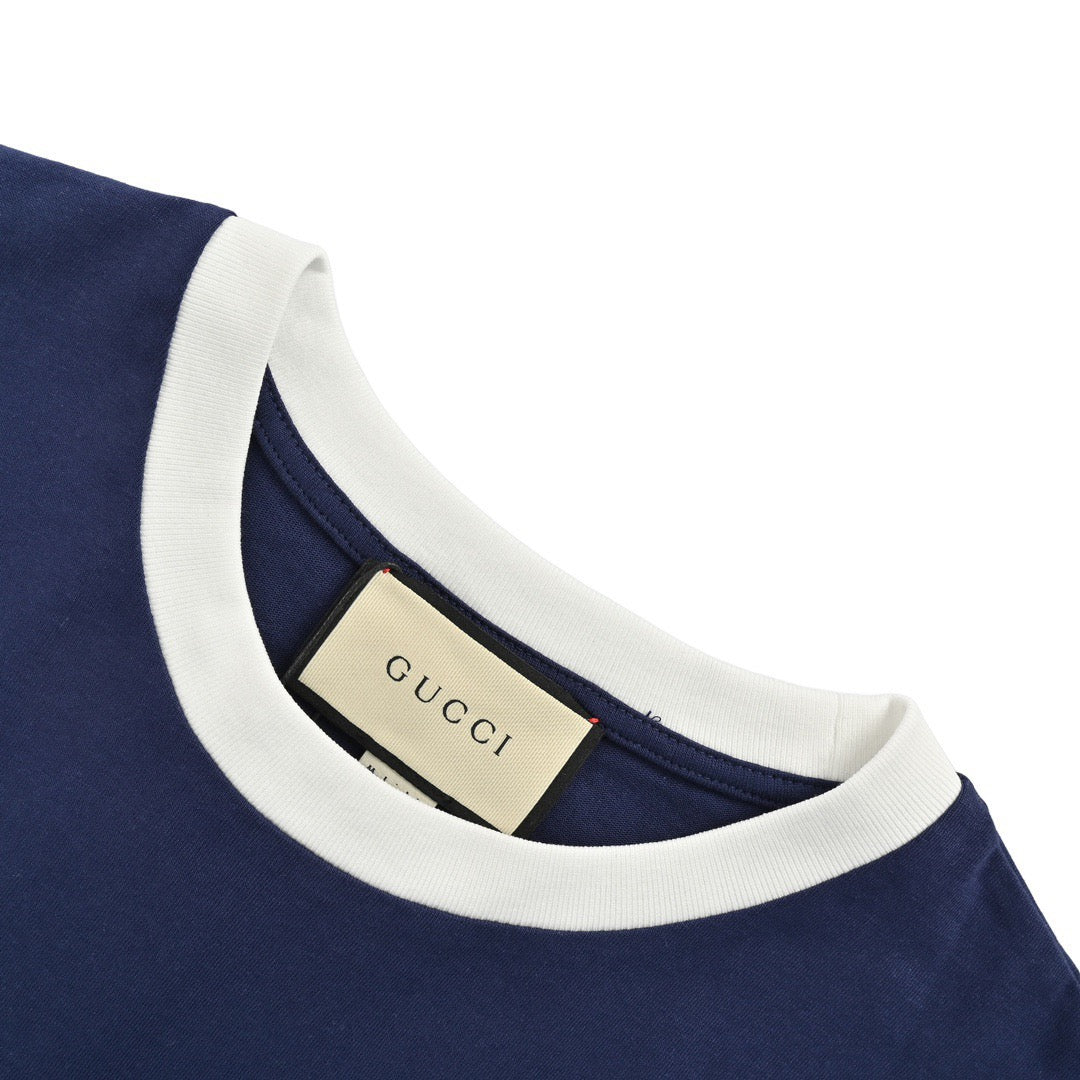 Gucci 23ss 1921 embroidered logo contrasting short sleeves