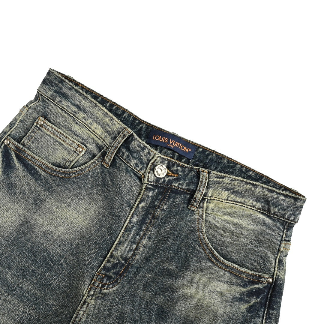 Louis Vuitton 24Fw back pocket splash lettering jeans
