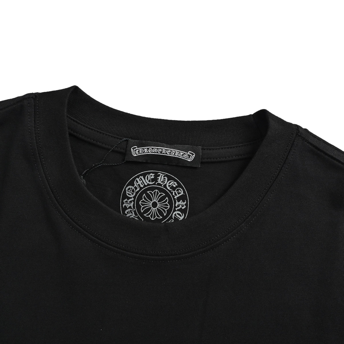 Chrome Hearts/Chrome Heart Pocket Leather Cross Round Neck Short Sleeve