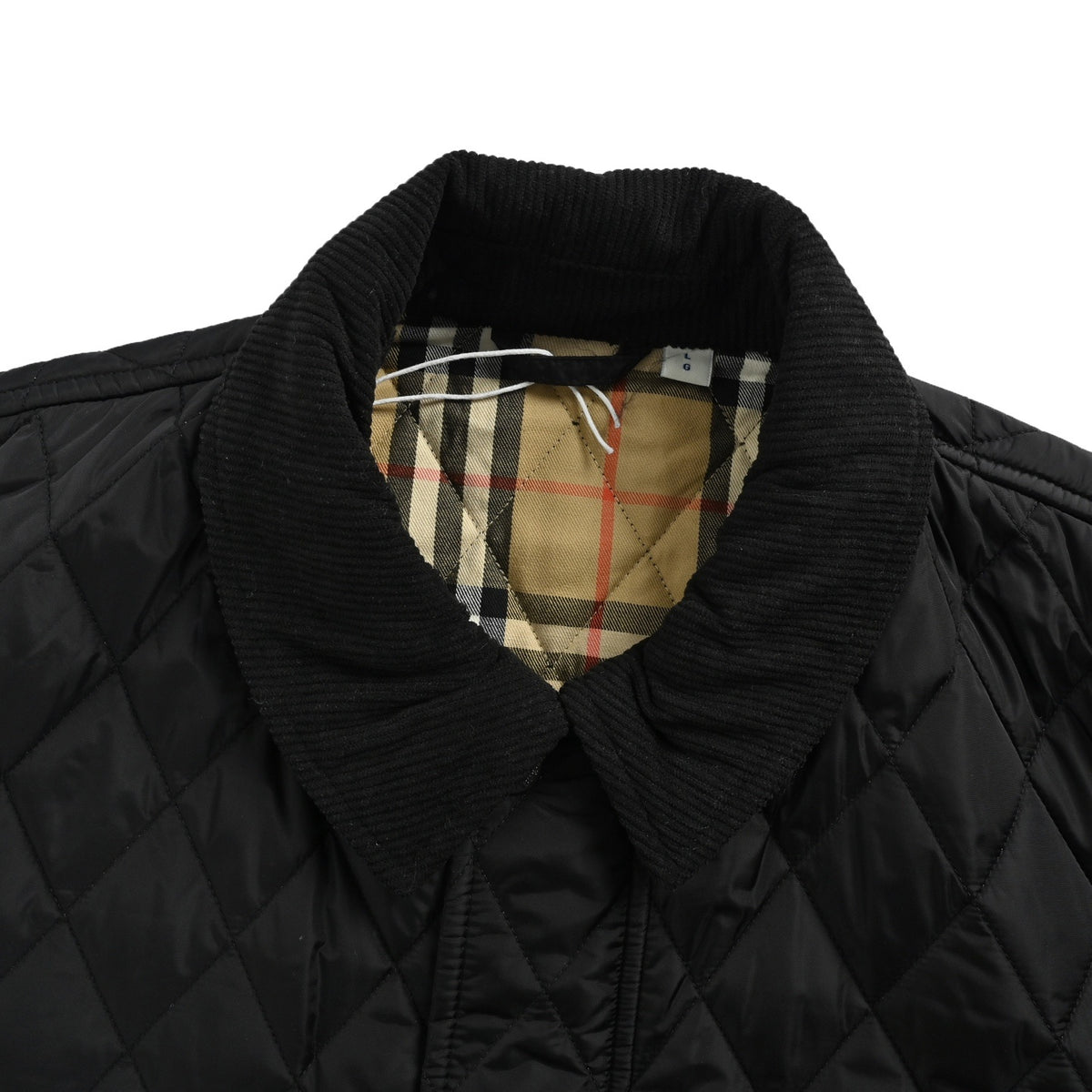 Burberry Corduroy collar pocket quilted plaid cotton jacket