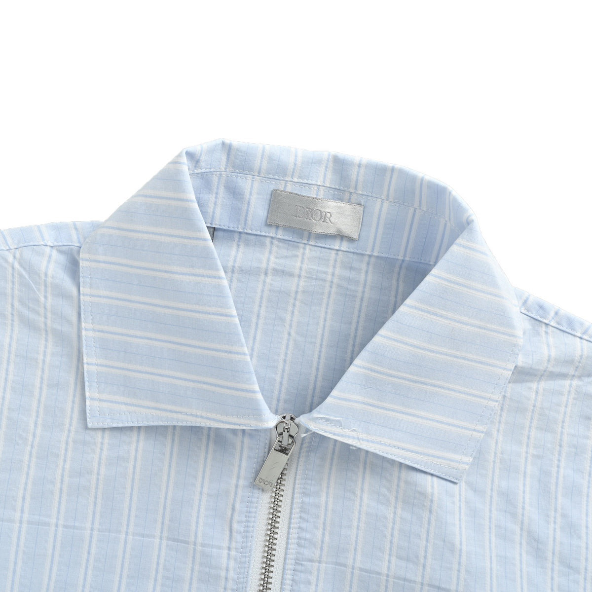 Dior 24ss small logo embroidered half-zip striped short-sleeved shirt