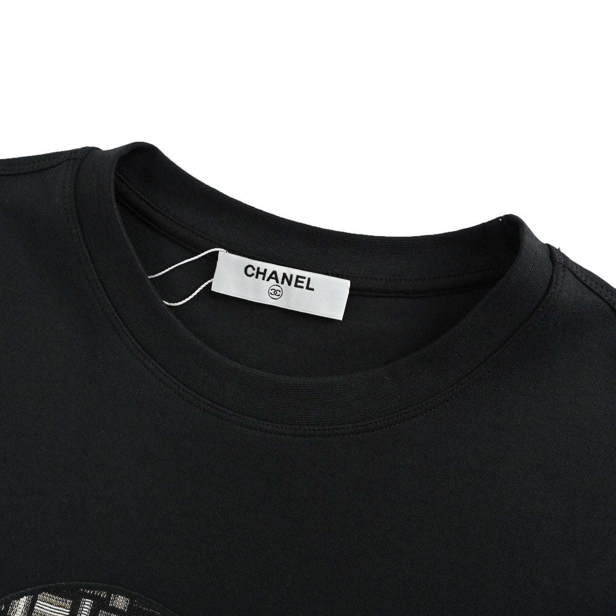 Chanel 25Fw brocade double C patch embroidered long-sleeved T-shirt