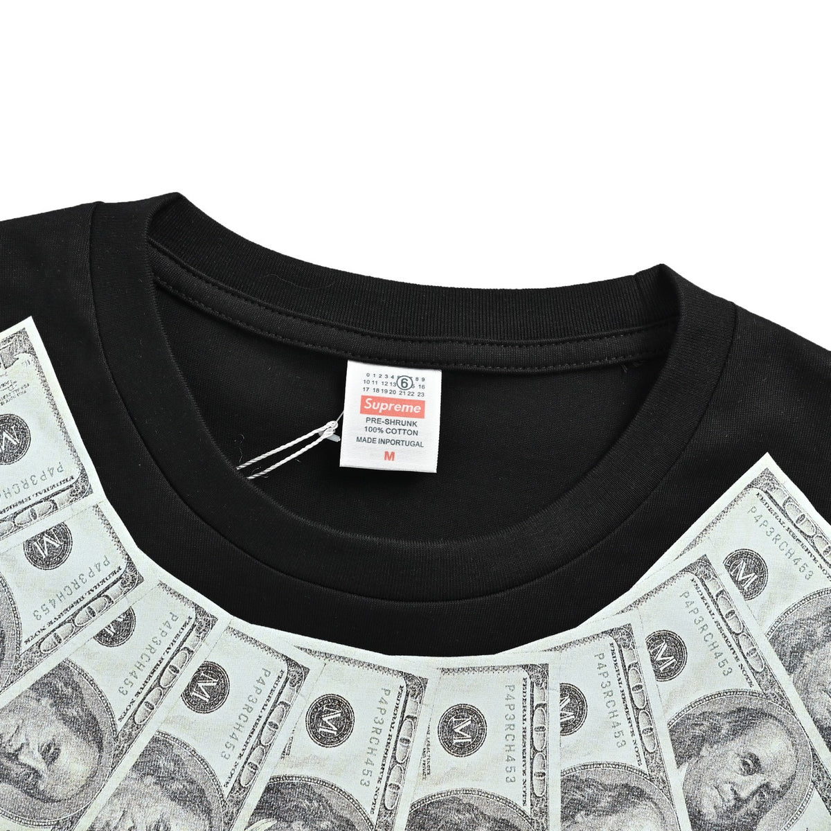 Supreme Margiela co-branded dollar bill printed short sleeves