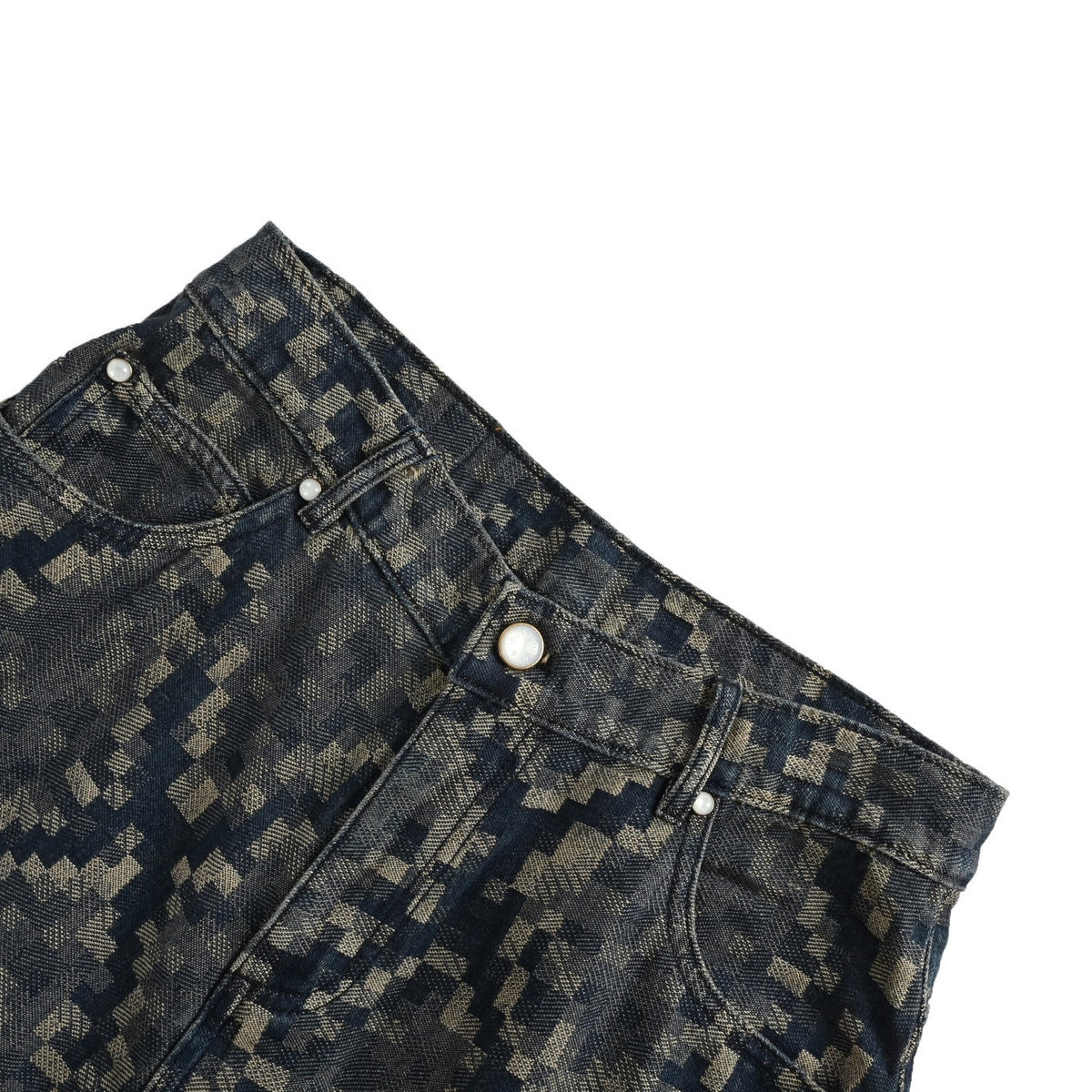 Louis Vuitton 25ss snake pattern mosaic denim shorts