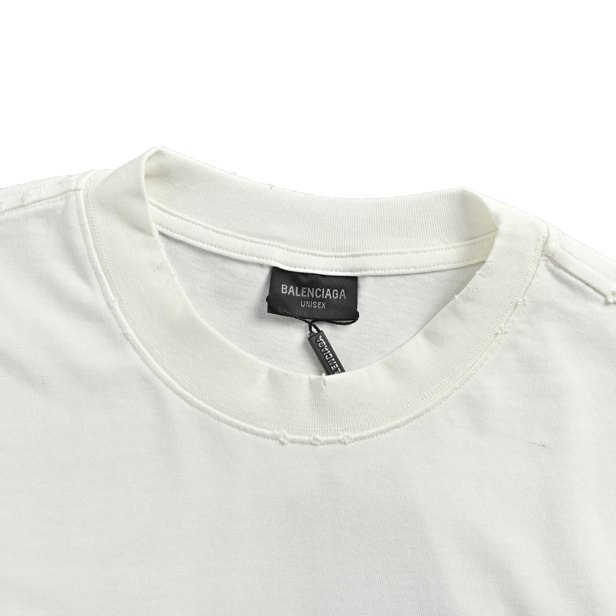 Balenciaga three-dimensional concave and convex silver tape short sleeves