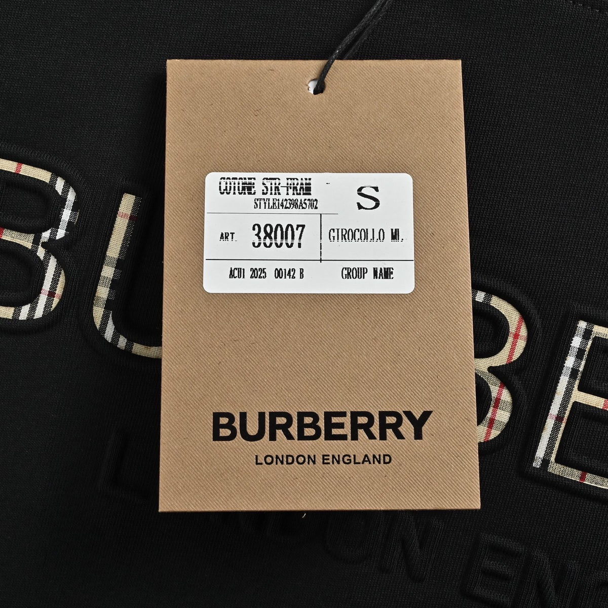 Burberry plaid embossed letter short sleeves
