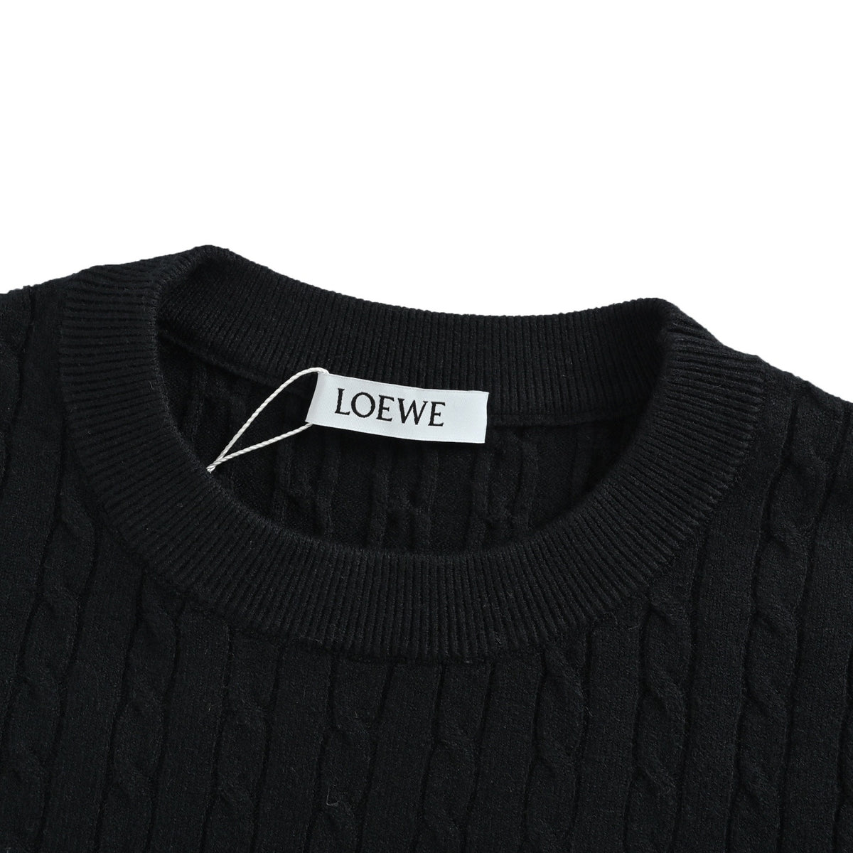 Loewe/Luo Yiwei 25Fw terry patch logo cable neck sweater