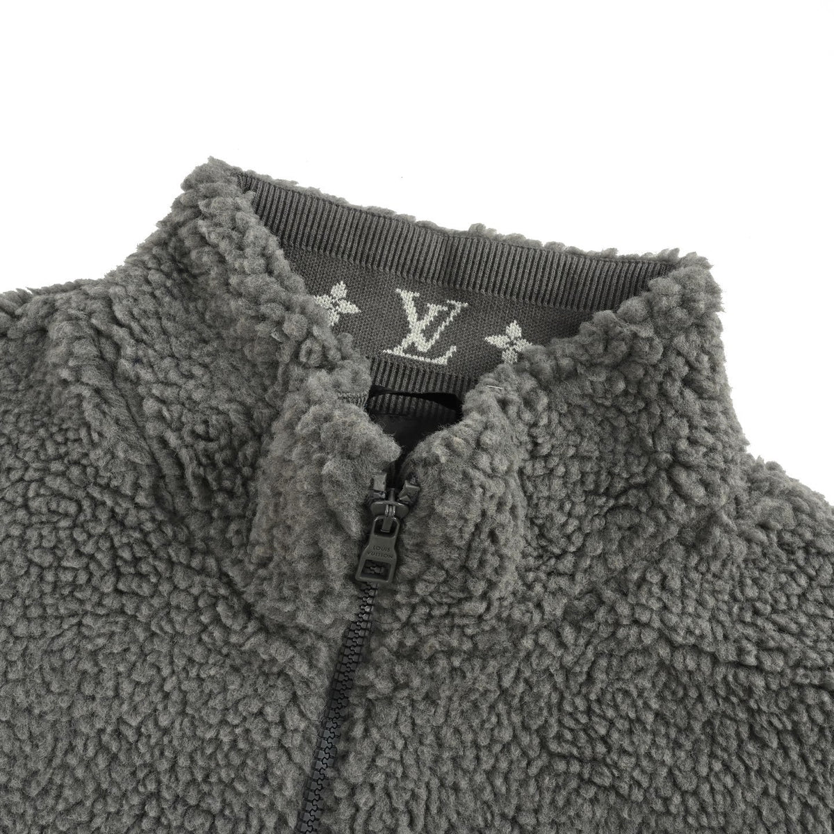 Louis Vuitton 24Fw leather sherpa stand collar jacket