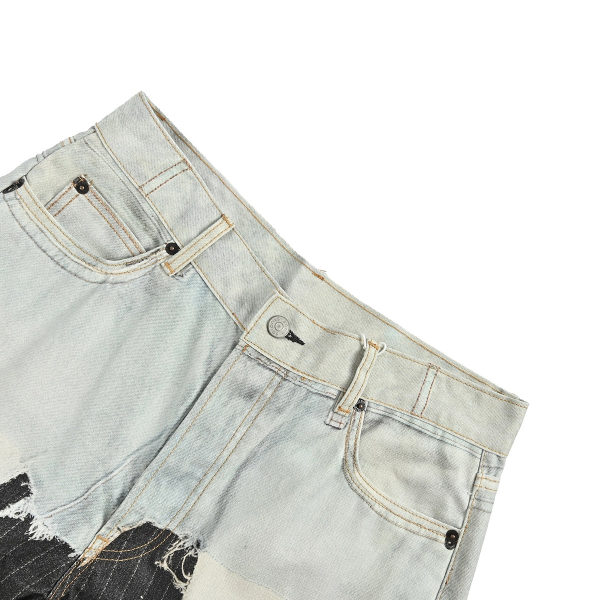 Acne Studios 3D printed trousers fake two-piece jeans