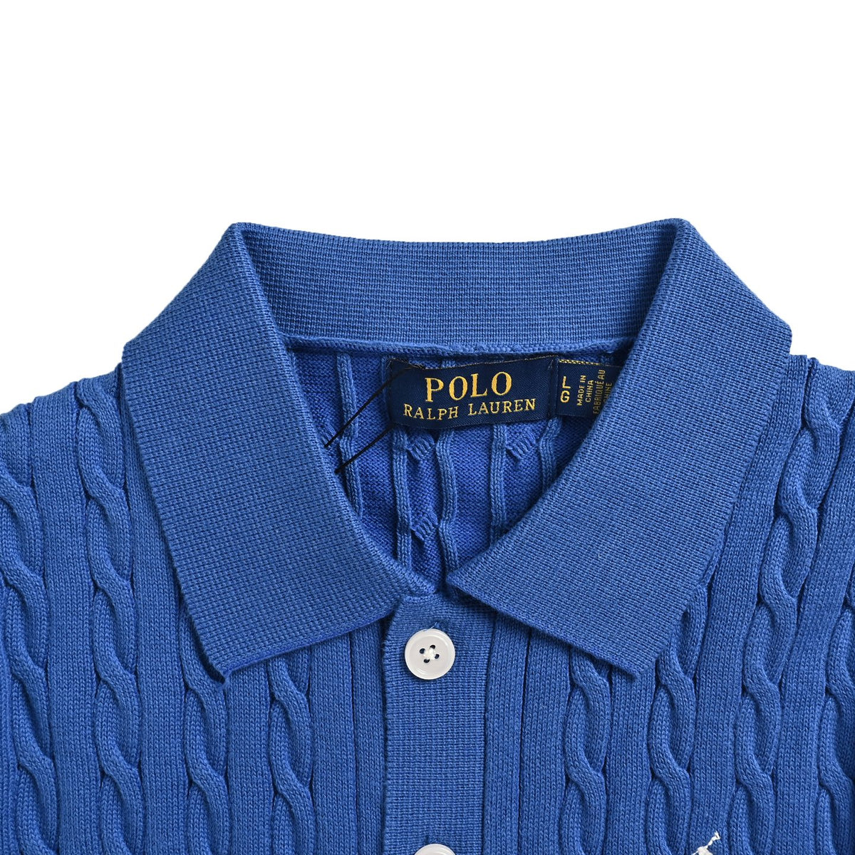 Ralph Lauren pony logo embroidered cable knit Polo short sleeves