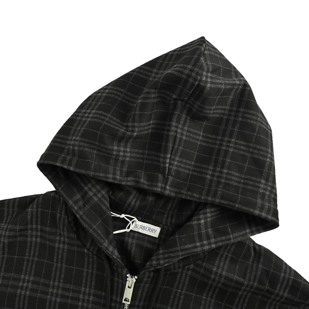 Burberry plaid zipper drawstring hooded jacket