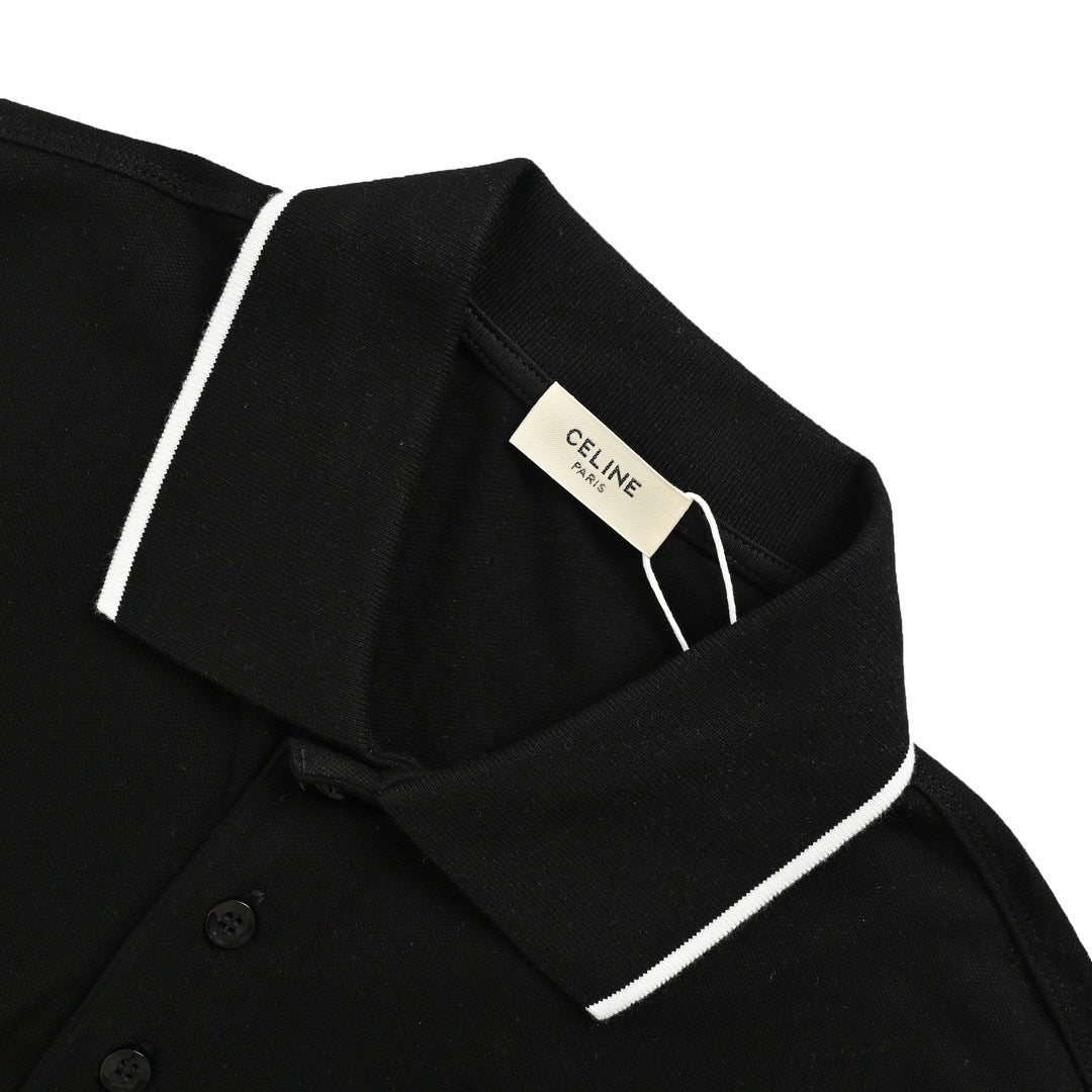 Celine classic embroidered small label Polo short sleeves