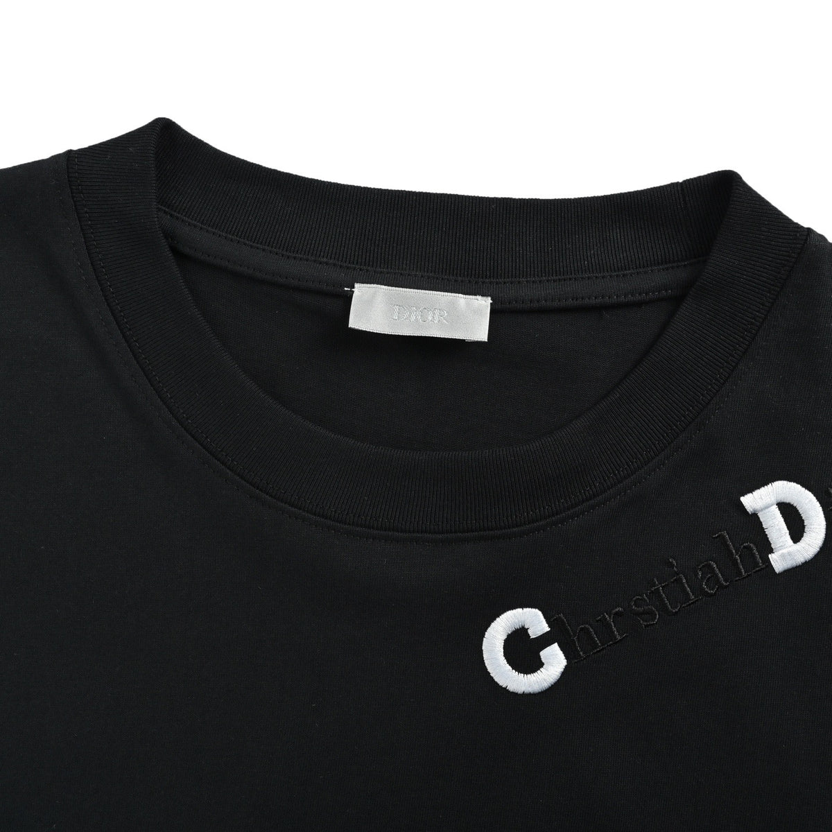 Dior CD slogan letter embroidered short sleeves