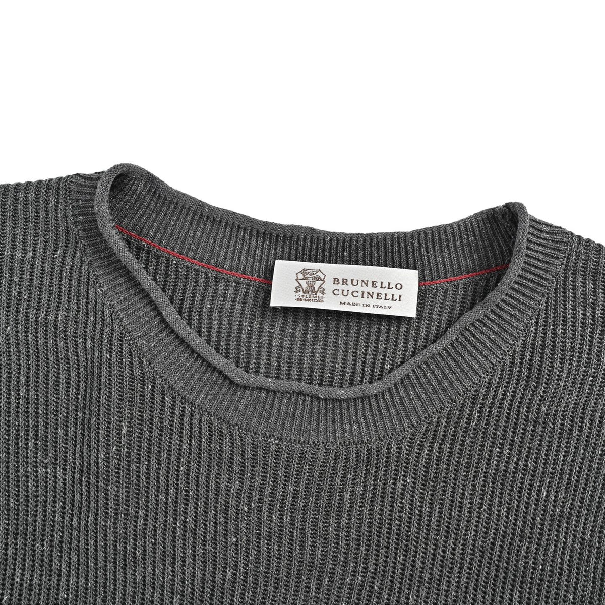 BRUNELLO CUCINELLI/BC raw edge ribbed collar, cuffs and hem sweater