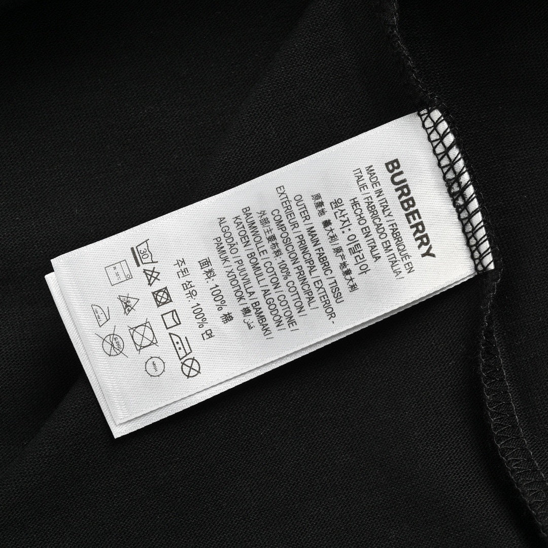 Burberry 24ss plaid collar patchwork embroidered letter short sleeves