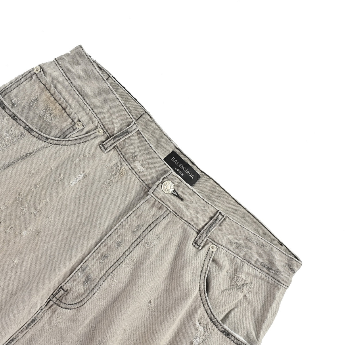 Balenciaga/Balanciaga 24FW white large destruction knife cut jeans