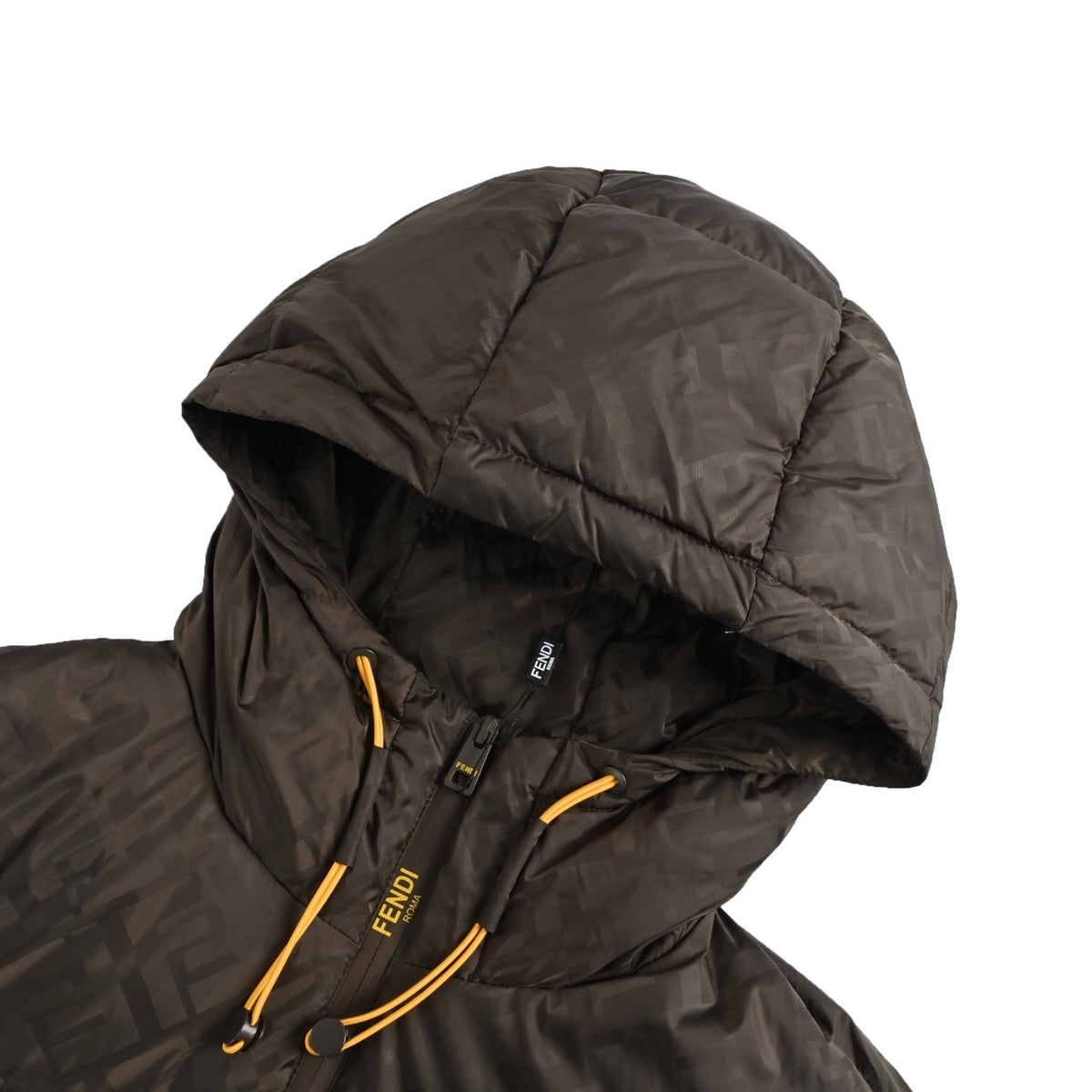 Fendi Double F presbyopic patchwork hooded down jacket