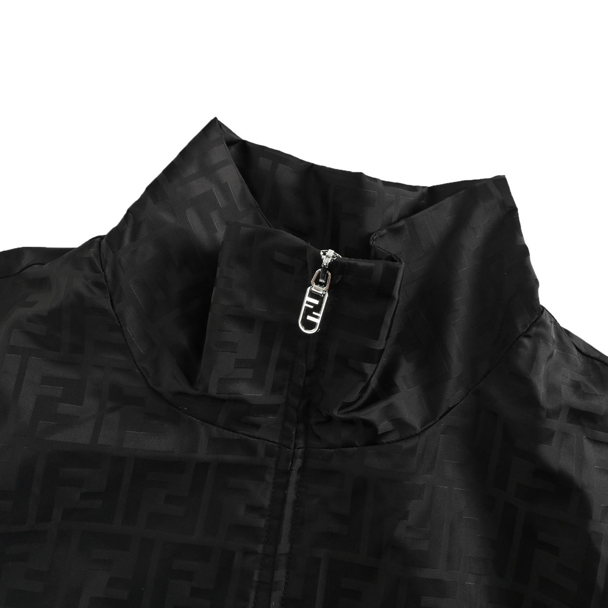 Fendi dark pattern all-over printed stand collar nylon jacket