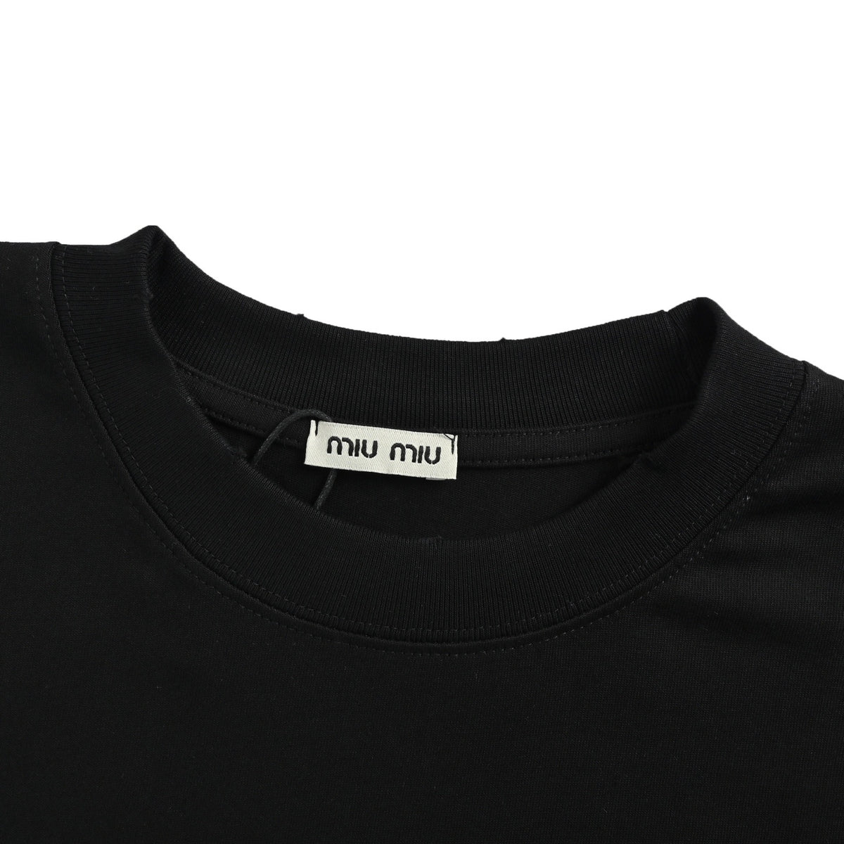Miu Miu 26ss flocked letter print short sleeves