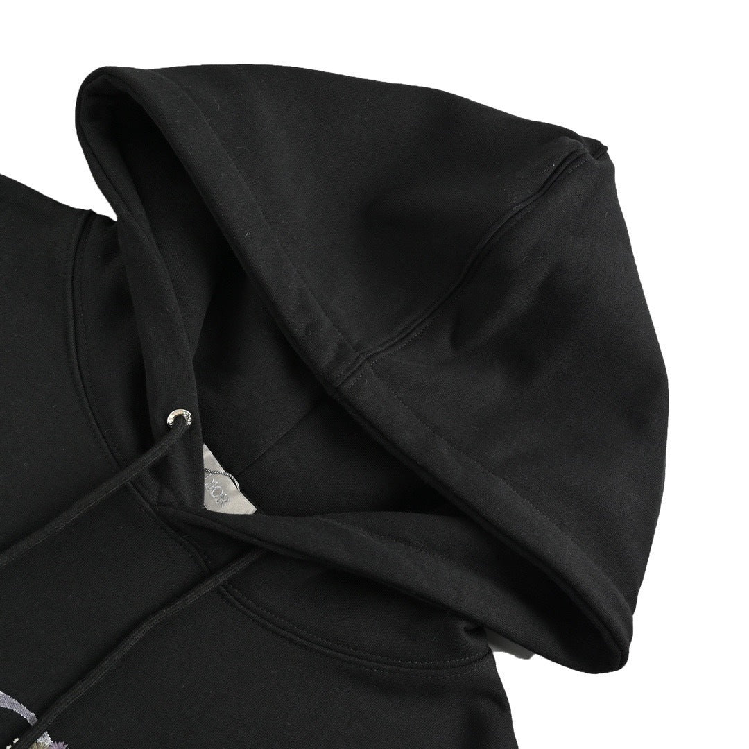 Dior 22Fw gradient floral letter embroidery hooded sweatshirt