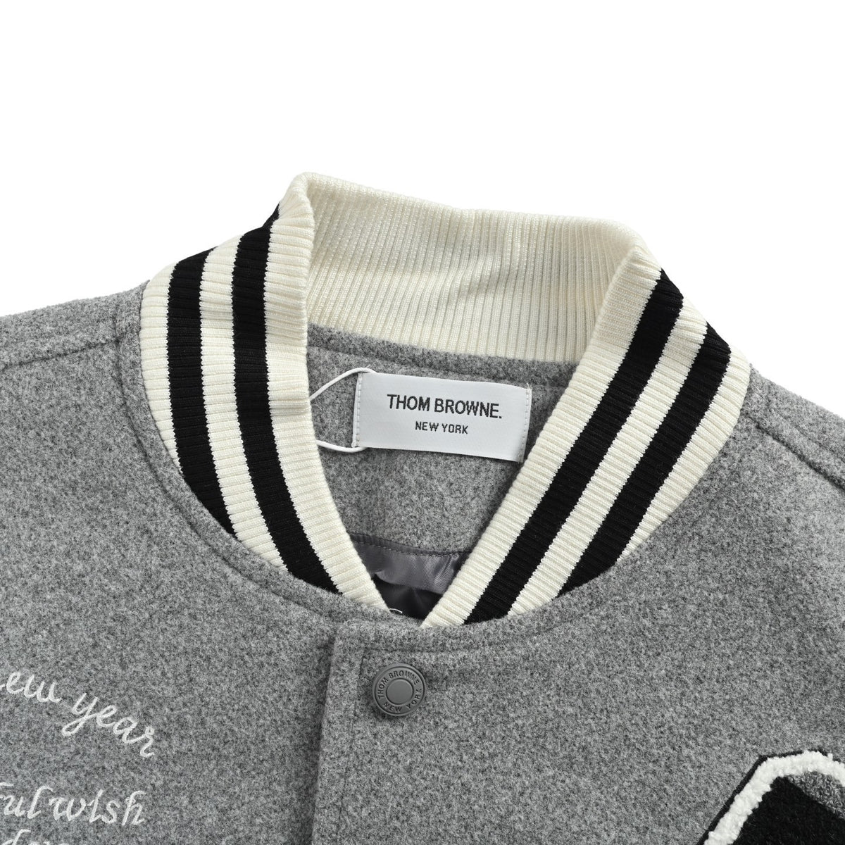 Thom Browne/Thom Brown multi-element embroidered four-bar baseball jacket jacket