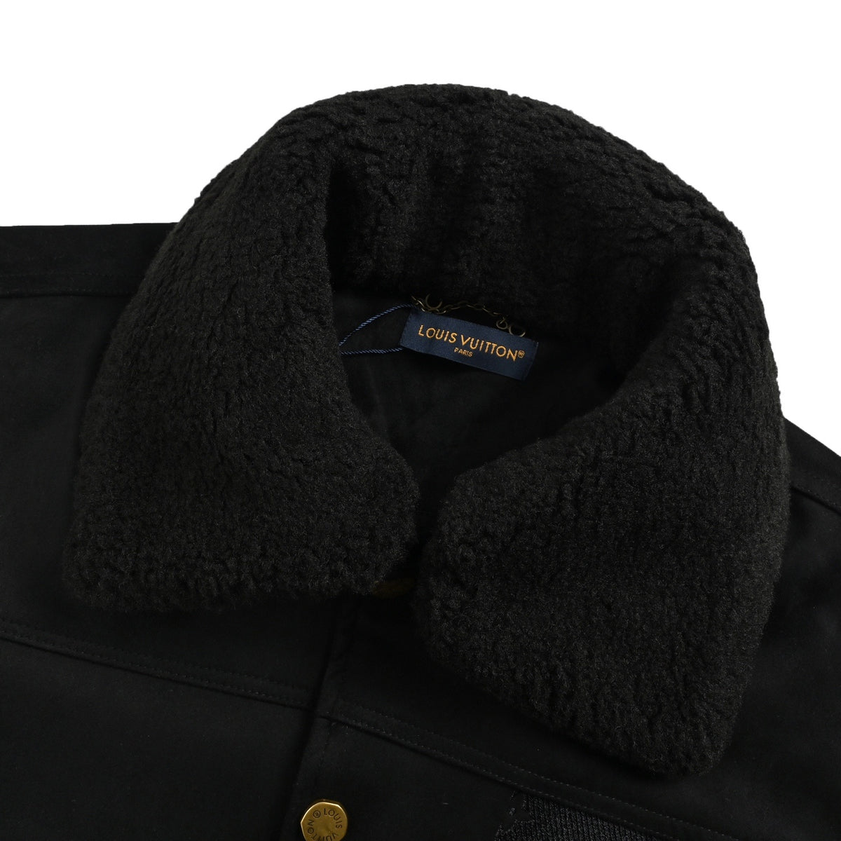 Louis Vuitton embossed embossed fur collar suede jacket