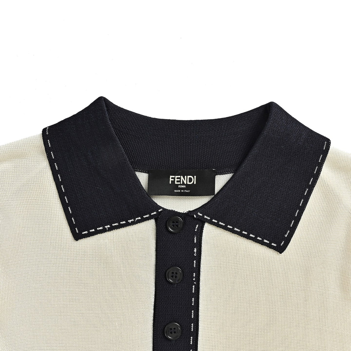 Fendi topstitched collar intarsia knitted Polo short sleeves