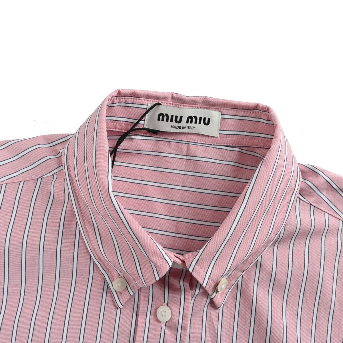 Miu Miu pink vertical striped long-sleeved shirt