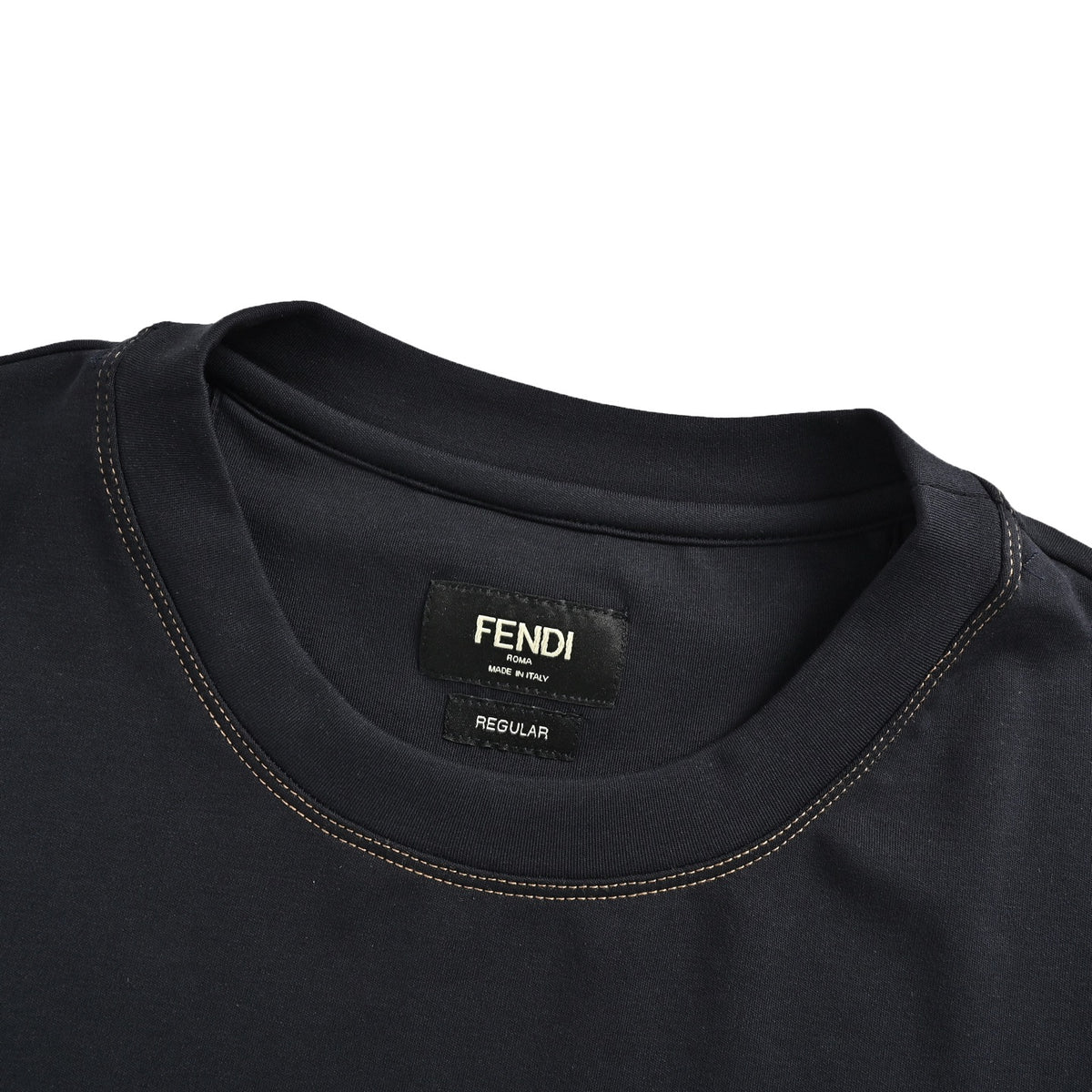 Fendi 26ss pocket leather logo badge topstitched short sleeves
