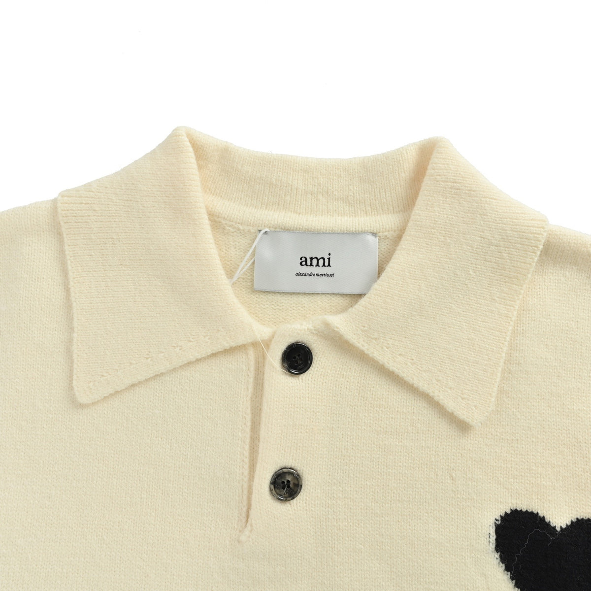 Ami Paris Love Jacquard Knitted Lapel Polo Sweater