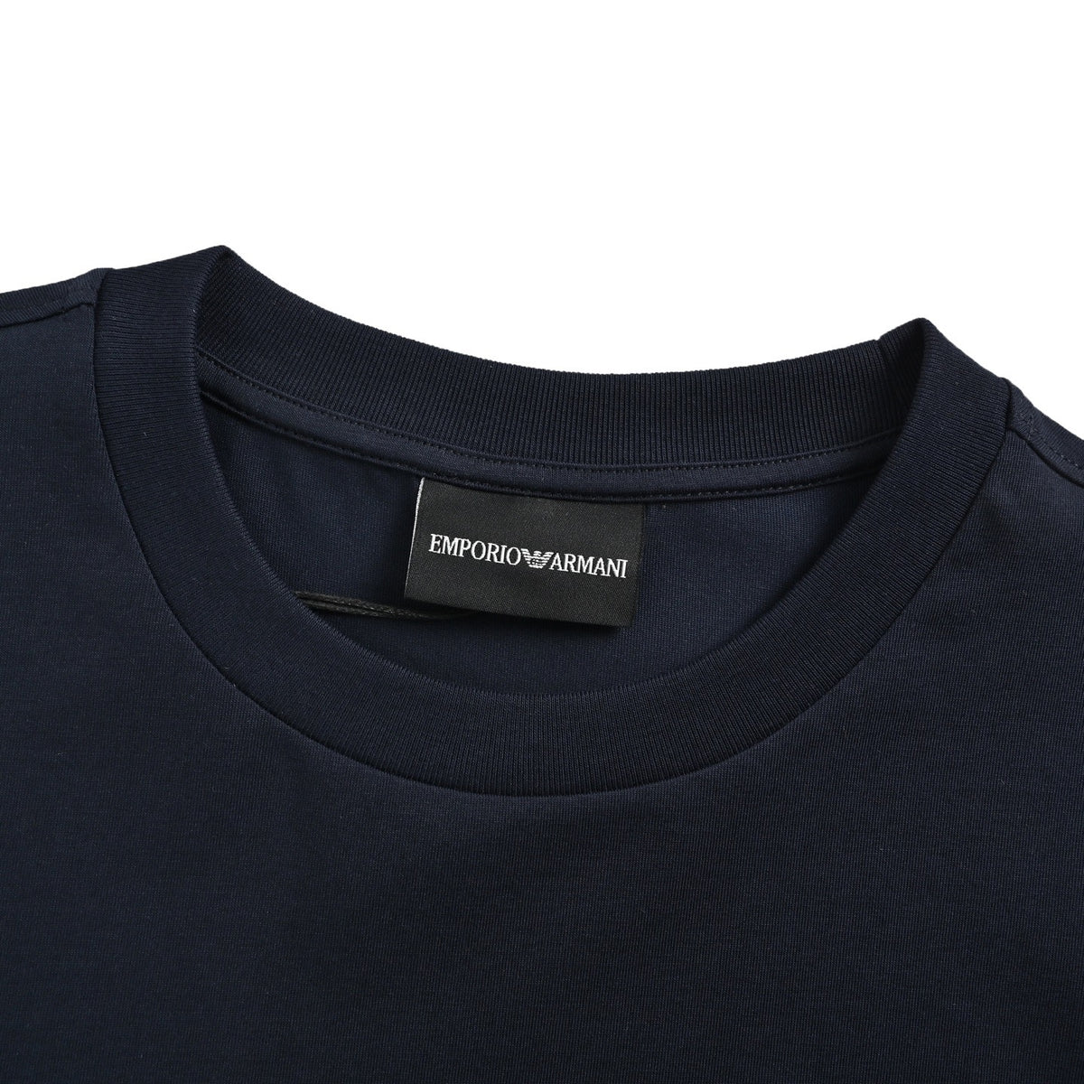 Armani small logo embroidered short-sleeves (2 pieces in a box/1 each in navy blue and white)