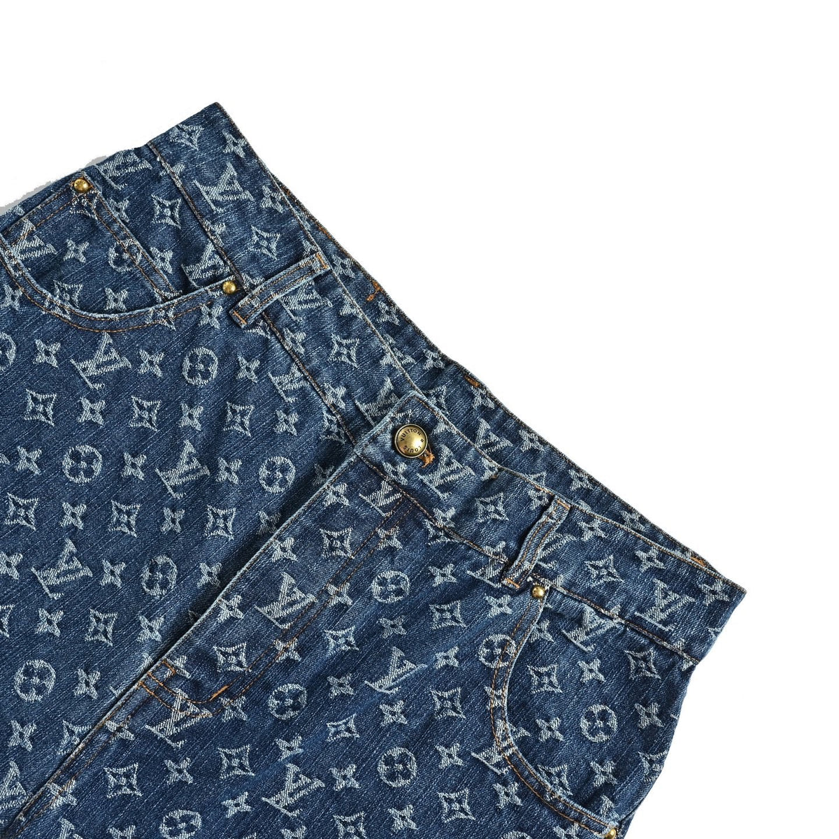 Louis Vuitton all-over presbyopia jacquard suit six-point denim shorts