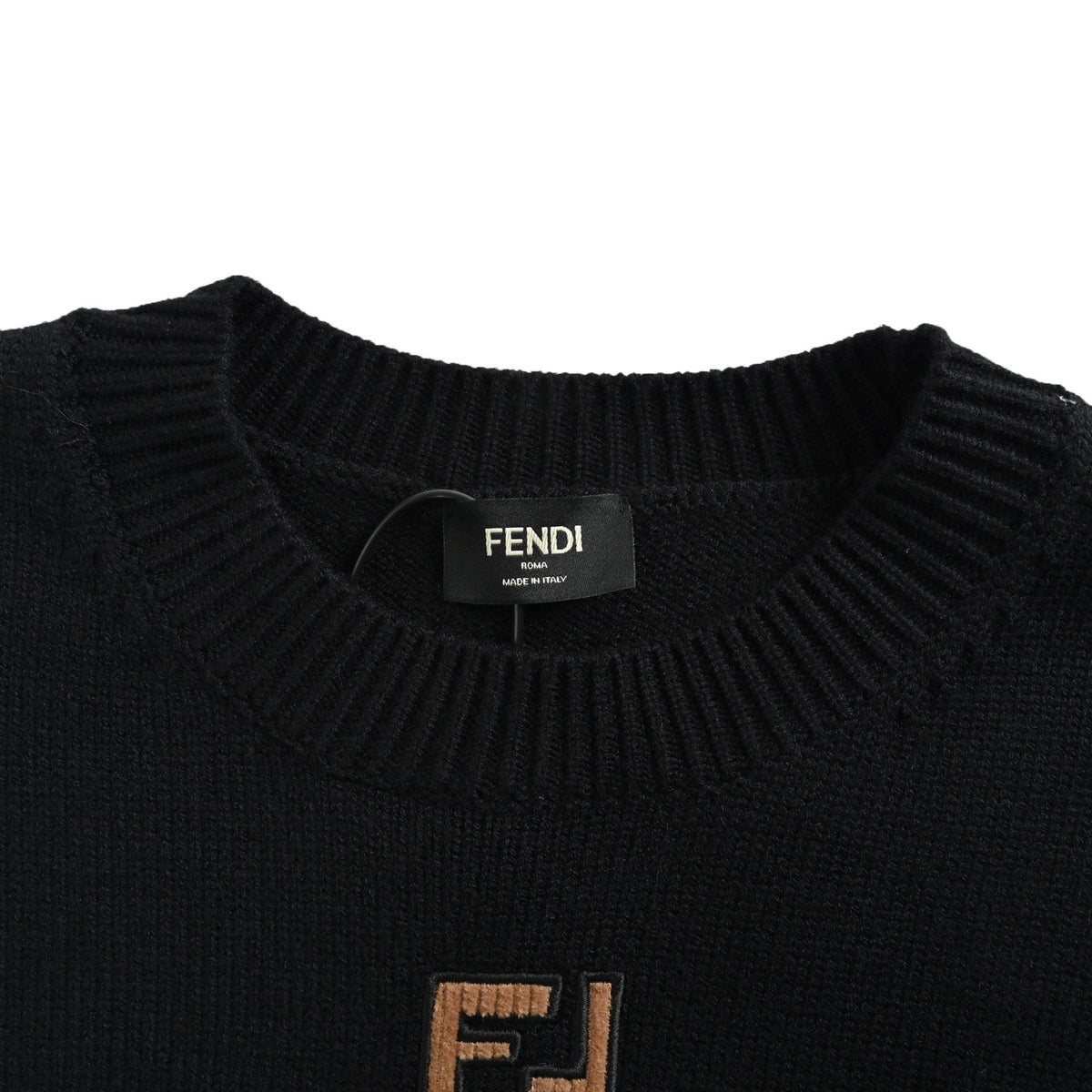 Fendi double F velvet embroidered crew neck sweater