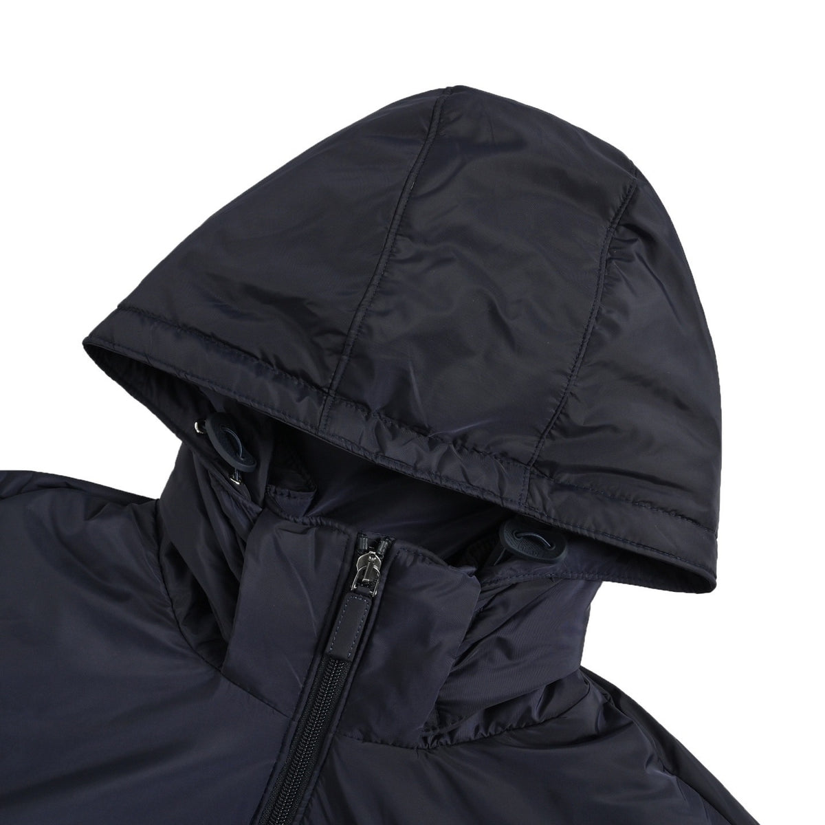 Prada triangle logo regenerated nylon hooded down jacket