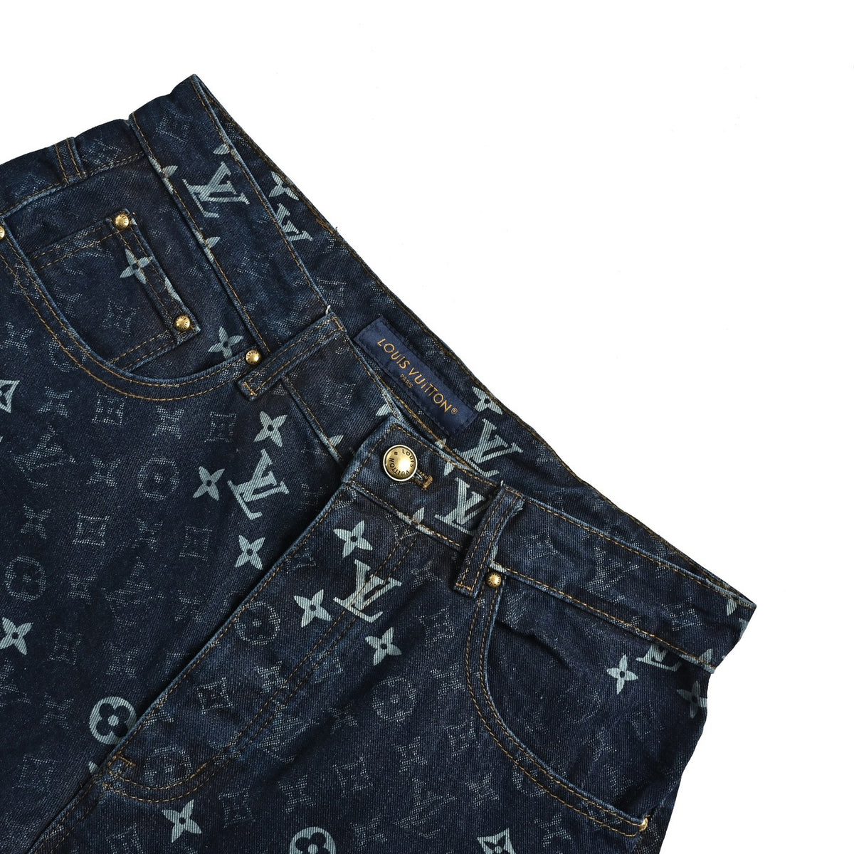 Louis Vuitton 26ss all-over printed presbyopic suit denim shorts