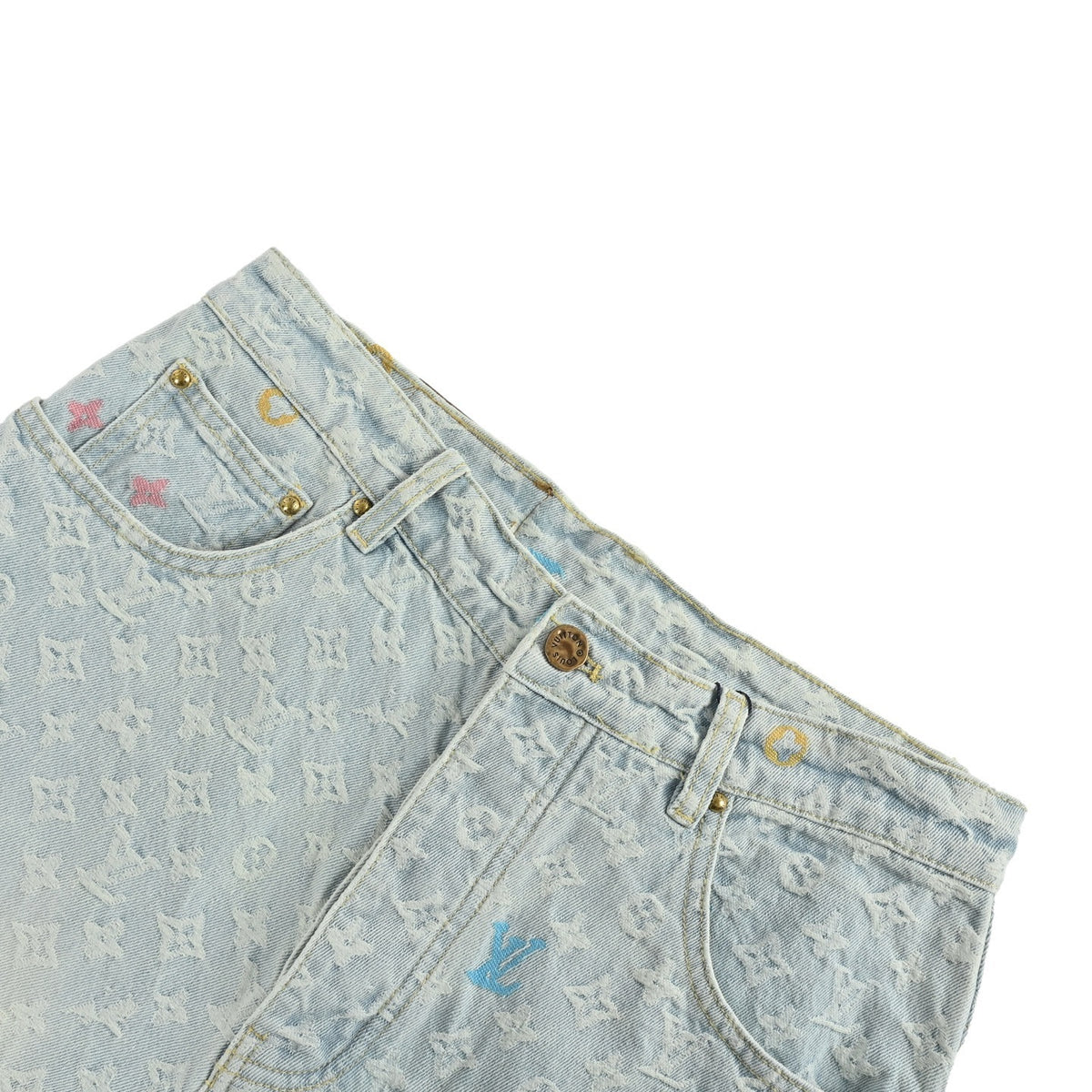 Louis Vuitton Tyler joint style old flower jacquard embroidered jeans