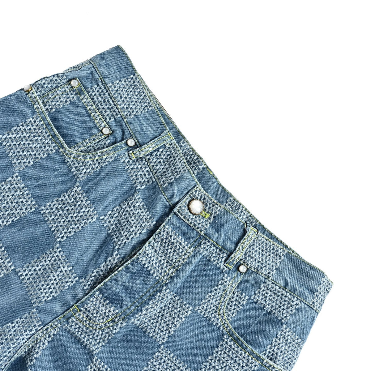 Louis Vuitton all-over checkerboard denim shorts