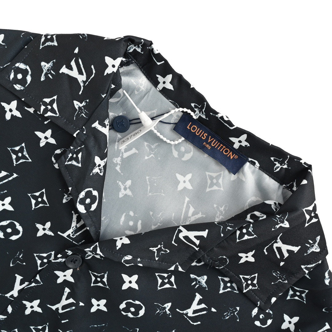 Louis Vuitton 24ss all-over printed old flower silk suit short-sleeved shirt