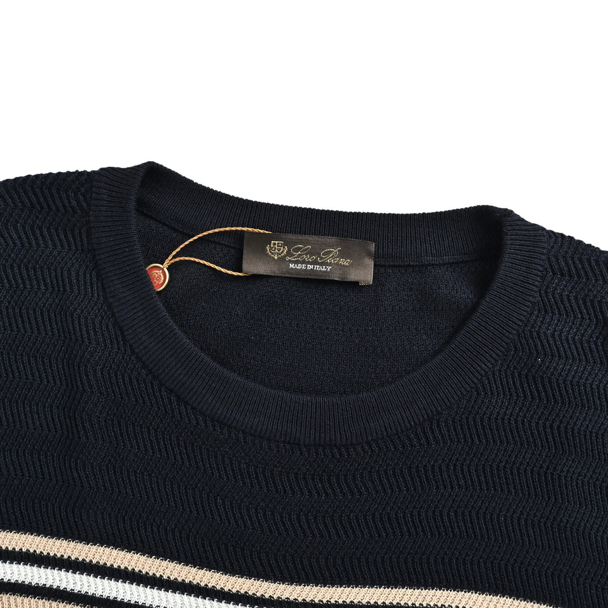 Loro Piana LP horizontal striped knitted wool short sleeves