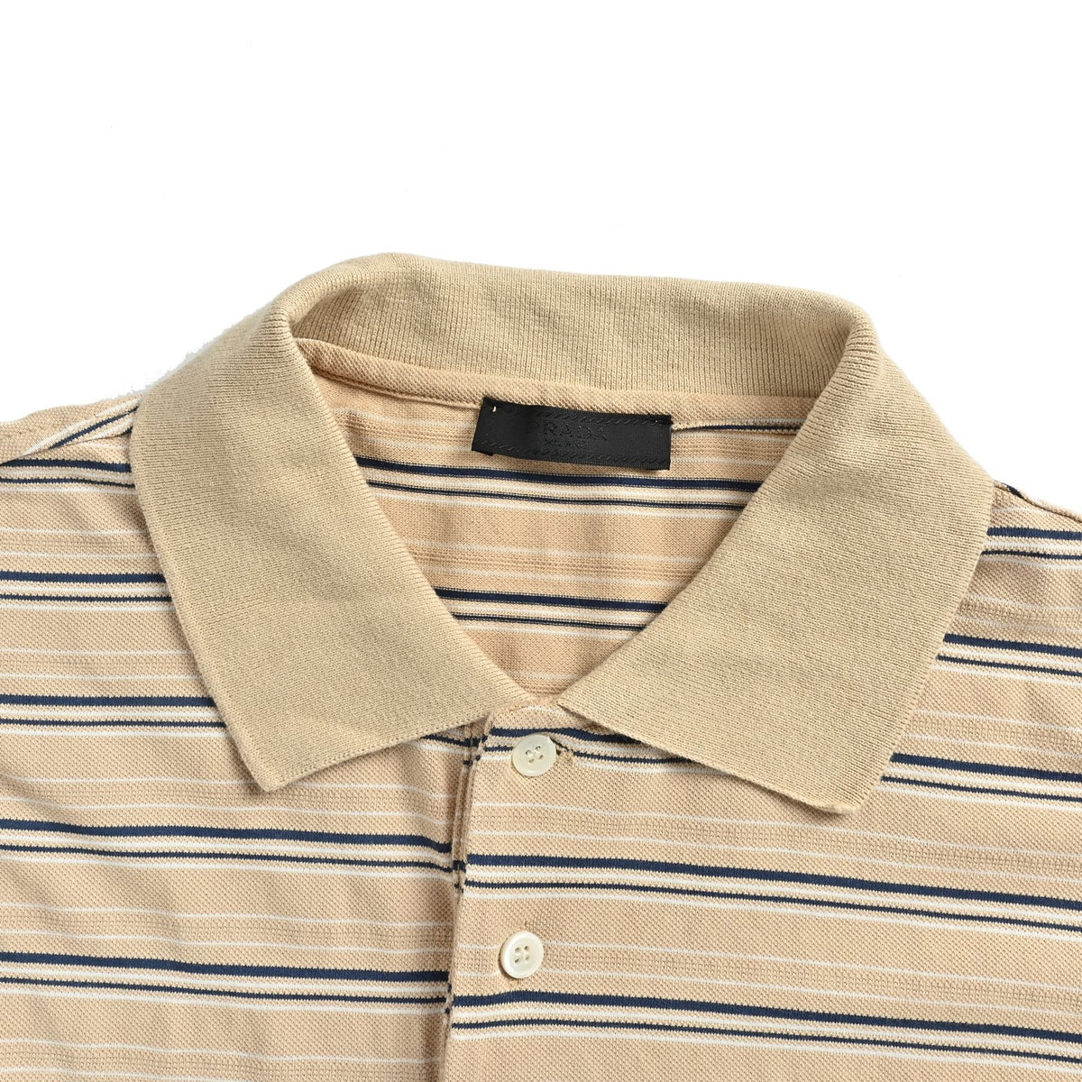 Prada logo striped long-sleeved POLO shirt