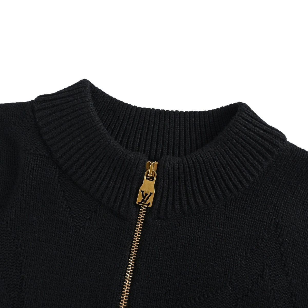 Louis Vuitton dark pattern old flower jacquard half-zip sweater