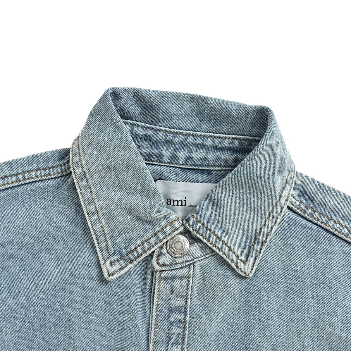 Ami Paris denim shirt with heart embroidery on the chest