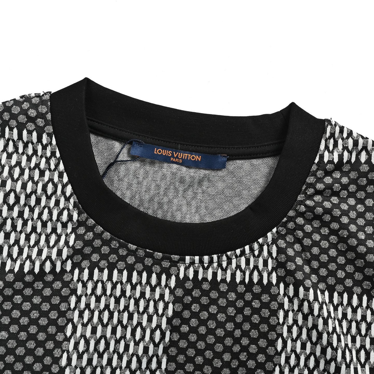 Louis Vuitton rhinestone letter logo checkerboard short sleeves