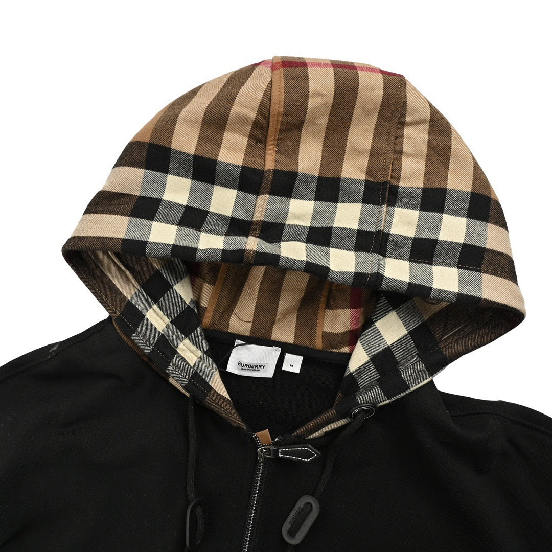 Burberry 23Fw plaid hooded zipper hooded sweatshirt jacket