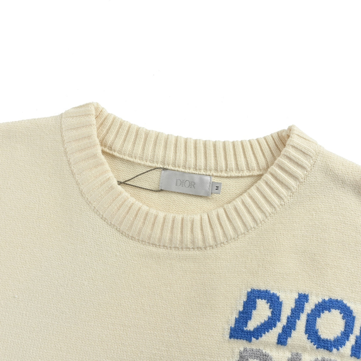 Dior 25Fw multicolor letter logo jacquard striped crew neck sweater