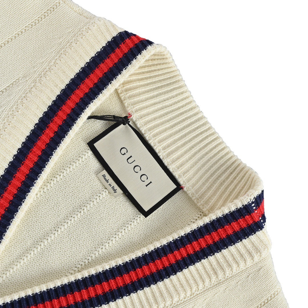 Gucci 21Fw Double G knitted hollow cardigan sweater