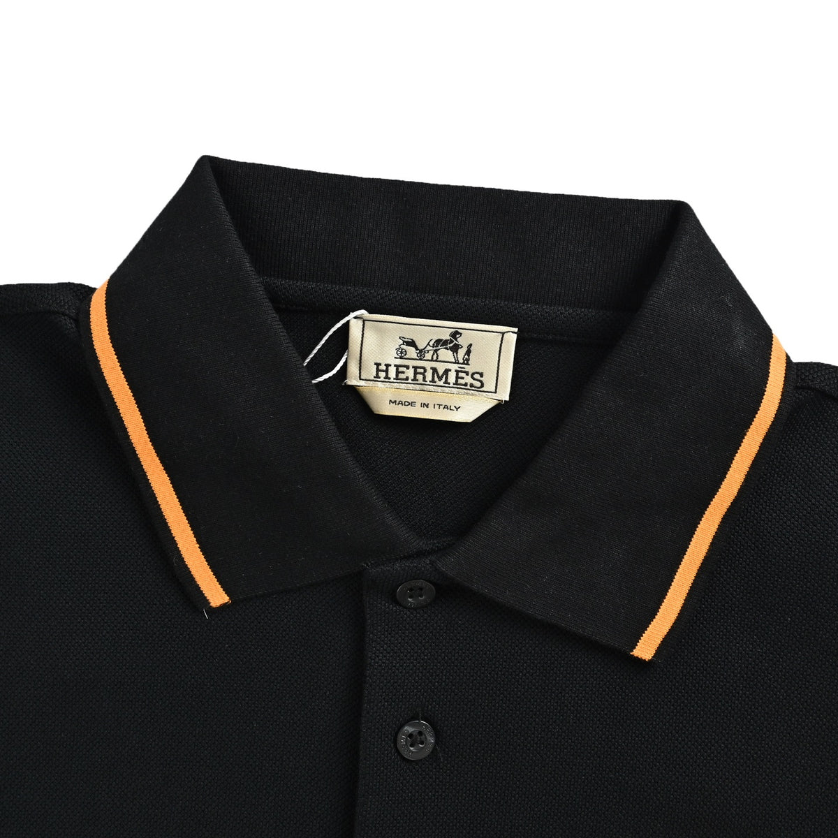 Hermes 26ss collar contrast color chest embroidered logo Polo short sleeves