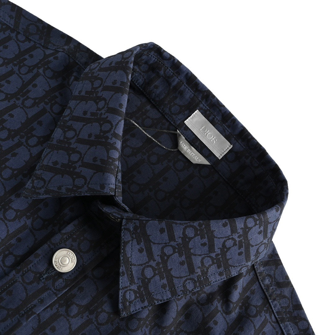Dior 22ss classic all-over printed old flower denim shirt jacket