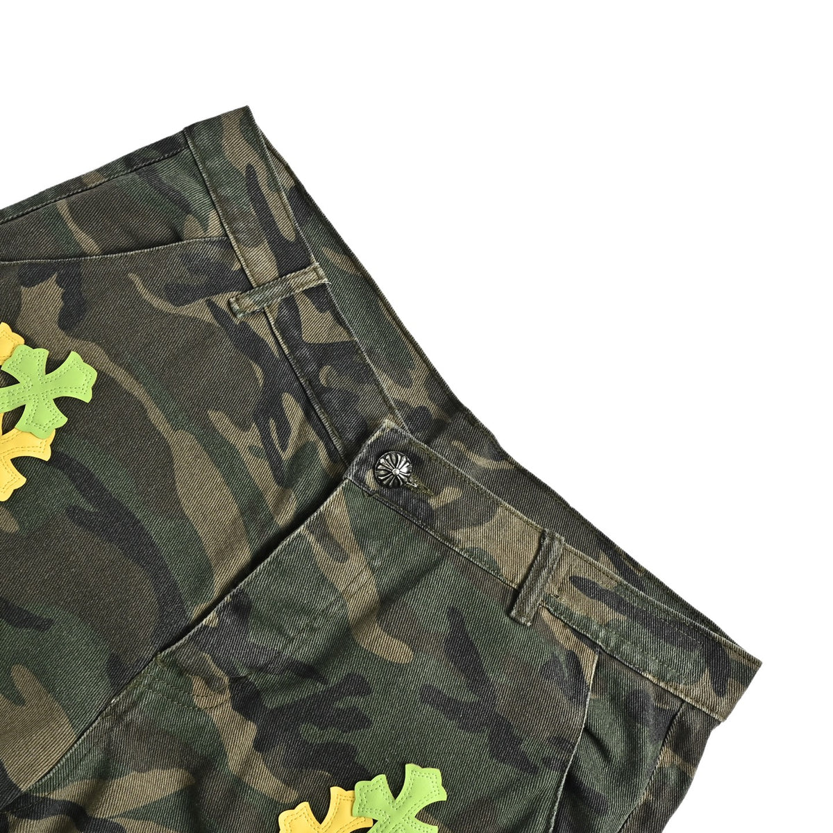 Chrome Hearts city-limited leather cross camouflage denim shorts